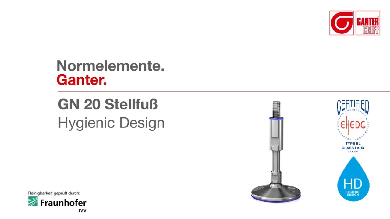 GN 20 Patas de nivelación en diseño higiénico